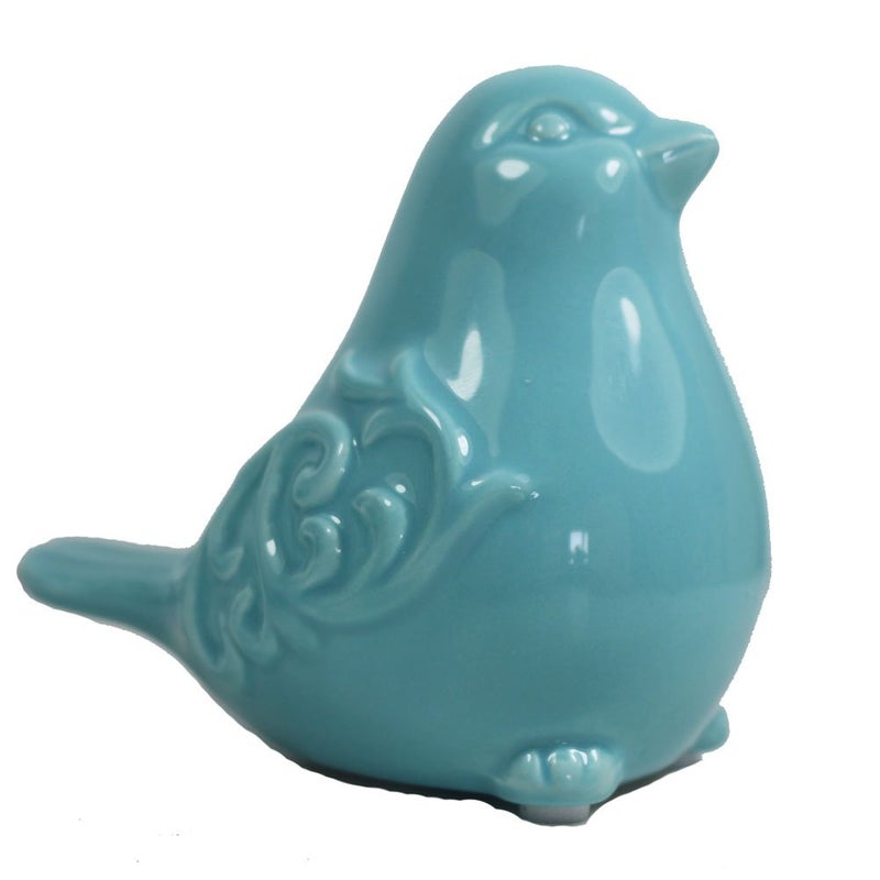 KiaoTime New French Garden Cottage Bird Figurine - Blue Glazed Ceramic Statue, Sculpture for Home, Garden, Wedding Decor (Blue) - Image 1